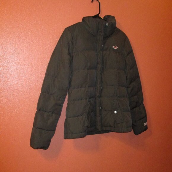 Hollister Woman Medium Brown Full Zip Pockets Feather Down Warm Winter Coat - Picture 3 of 8